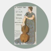 Vintage Star Cough Drops Advertisment Round Sticker
