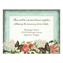Vintage Stargazer Lily Rose Butterfly n Hydrangea Invitation