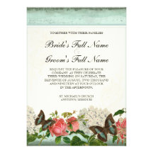 Vintage Stargazer Lily Rose Butterfly n Hydrangea Personalized Invites
