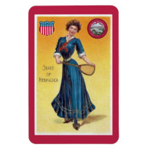 Vintage state girl Nebraska, tennis Vinyl Magnet