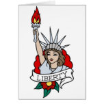 Vintage Statue Of LIberty Tattoo Greeting Cards