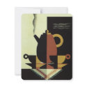 Vintage Steaming Coffee Pot with Coffee Cups invitations