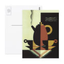Vintage Steaming Coffee Pot with Coffee Cups postcards