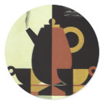 Vintage Steaming Coffee Pot with Coffee Cups stickers