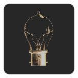 Vintage Steampunk Art Lighted Light bulb Square Sticker