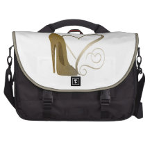Vintage Stiletto Shoe and Hearts Art Laptop Commuter Bag