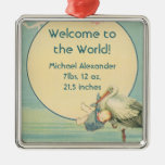 Vintage Stork Baby Boy Blanket, Welcome to World Ornaments