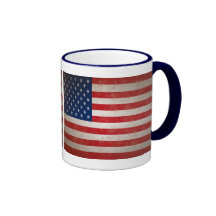 Vintage Style American Flag Patriotic Design Mugs