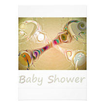 Vintage Style Baby Rattles Shower Invitation 02