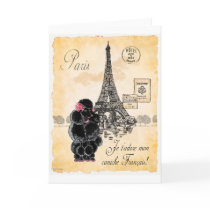 Vintage Style Black Poodle Eiffel Tower Print