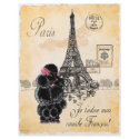 Vintage Style Black Poodle Eiffel Tower Print flyers