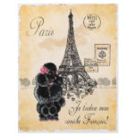 Vintage Style Black Poodle Eiffel Tower Print flyers