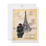 Vintage Style Black Poodle Eiffel Tower Print