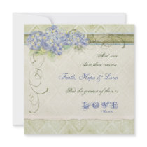 Vintage Style Blue Hydrangea Floral Swirl Damask Custom Announcements