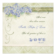 Vintage Style Blue Hydrangea Floral Swirl Damask Custom Announcements