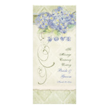 Vintage Style Blue Hydrangea Floral Swirl Damask Custom Invitations
