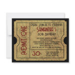 Vintage Style Gold Admit One Ticket Invitations