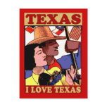 Vintage Style I Love Texas Postcard
