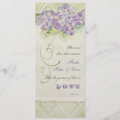 Vintage Style Lilac Hydrangea Wedding Program by AudreyJeanne