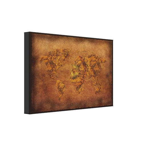 Vintage-style New World Map Art Print Gallery Wrap Canvas