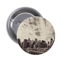 Vintage Style New York City Skyline Pinback Buttons