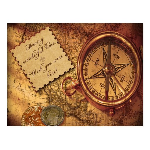 Vintage style travel print post cards