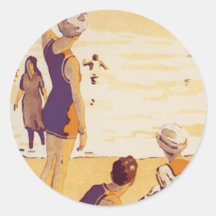 Vintage Summertime at the Beach Stickers