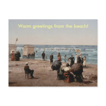 Vintage sun bathing people on the beach post cards