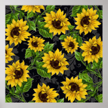 Vintage sunflower pattern print