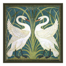 Vintage Swans Square Wedding Invitation