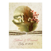 Vintage Swans Wedding Invitation