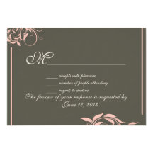 Vintage swirl pattern wedding RSVP Announcement