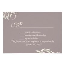 Vintage swirl pattern wedding RSVP Personalised Announcement