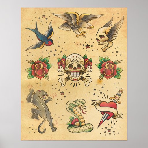 Tattoo Flash Uk | vintage tattoo flash poster zazzle Tattoo Flash Uk | vintage tattoo flash poster zazzle