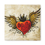 Vintage Tattoo Winged Heart  Magnet