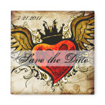 Vintage Tattoo Winged Heart Save the Date magnet