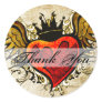 Vintage Tattoo Winged Heart Thank You Sticker
