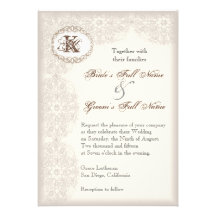 Vintage Taupe Lace - Wedding Invitation
