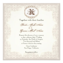 Vintage Taupe Lace - Wedding Invitation