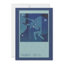 Vintage Taurus; Signs of the Zodiac Custom Invitations