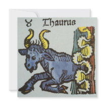 Vintage Taurus, the Bull; Signs of the Zodiac Custom Invitations