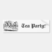 Vintage Tea Party; Alice, Hatter and March Hare Bumper Sticker