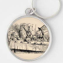 Vintage Tea Party; Alice, Hatter and March Hare Key Chains