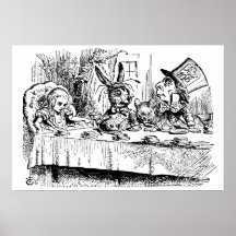 Vintage Tea Party; Alice, Hatter and March Hare Posters