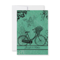 Vintage Teal Bicyce  RSVP Card