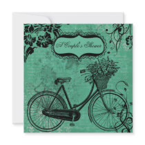 Vintage Teal Bicycle Couple's Shower Invitation
