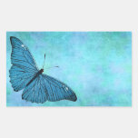 Vintage Teal Blue Butterfly1800s Illustration Rectangular Stickers