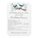 Vintage Teal Love Birds Wedding Program invitations
