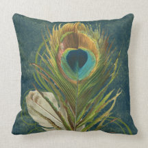 Vintage Teal Peacock Feather Pillows