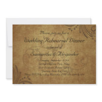 Vintage Teastain Swirl Wedding Rehearsal Dinner Announcement